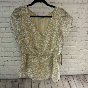 Wishlist Apparel NWT Brown/Cream Cheetah Print Top